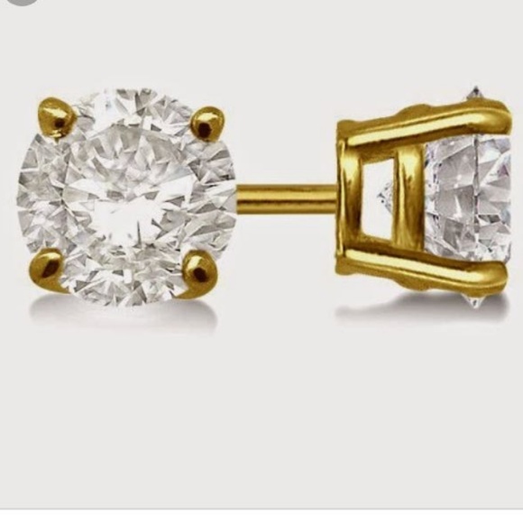 Alquimia Jewelry - DIAMOND CUBIC ZIRCONIA 4 mm ROUND STUD EARRINGS